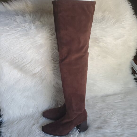 Forever 21 Brown Over The Knee Side Zipper Suede Boot SZ 6 - Picture 9 of 13